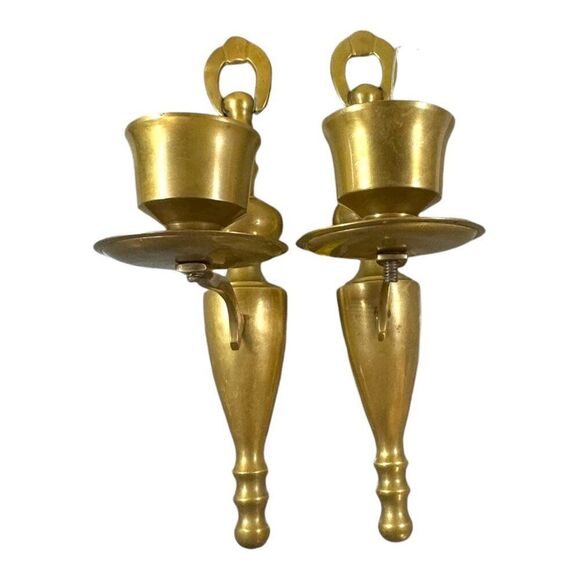 Lot of 2 Gatco Solid Brass Candle Holder Wall Sconce Mount Made In India 12” Boh - Picture 6 of 7